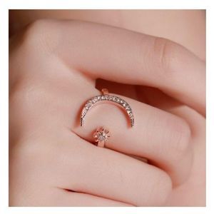 Crescent Simple Opening Rosegold and Rhinestones Ring NIP